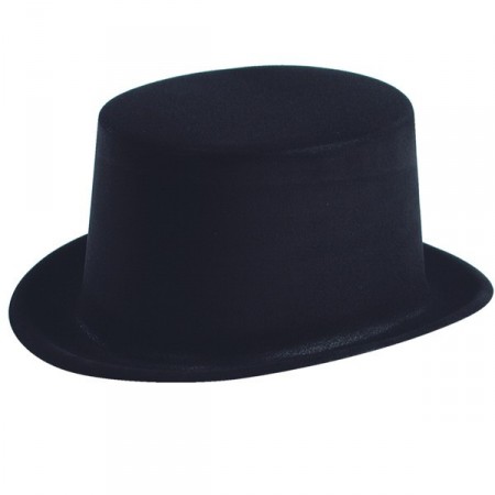 Chapeau haut de forme noir en feutre - taille adulte - Haut. 14cm Diam. 28cm