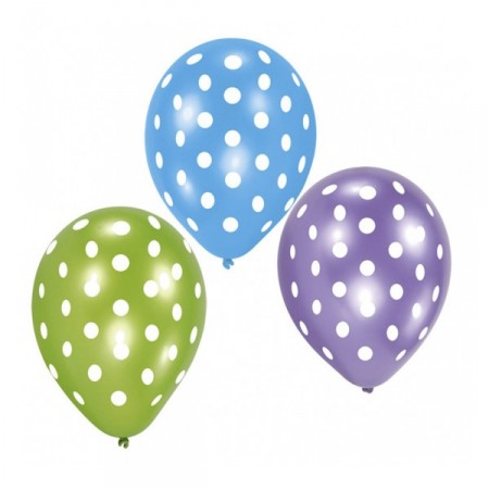 Ballon multicolore motif pois x8 - Diam. 29cm