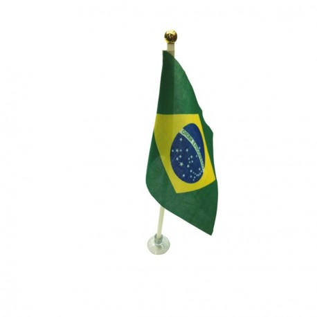 Drapeaux Brésil  de table + support ventouse x 10