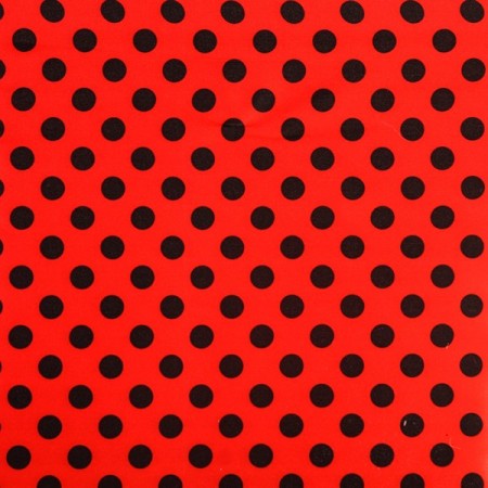 Tissu "Carmen" rouge à points noirs Largeur 140 cm