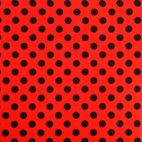 Tissu "Carmen" rouge à points noirs Largeur 140 cm