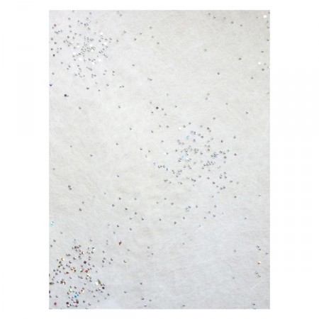 Bande de tissu intissé blanche avec perles argent Voie Lactée  30 cm x 5m*