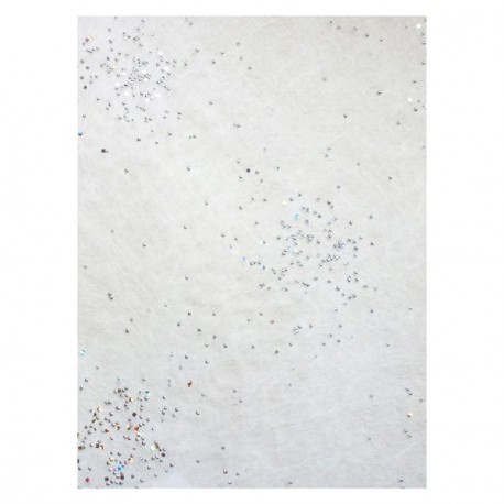 Bande de tissu intissé blanche avec perles argent Voie Lactée  30 cm x 5m