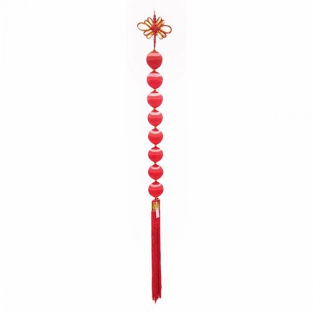 Suspension de 7 boules rouges - Haut. 90cm Diam. 7cm