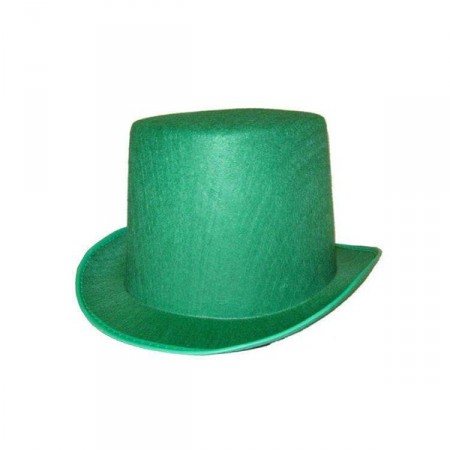 Chapeau haut de forme vert - feutre - taille adulte - haut 14 cm diam 28 cm*