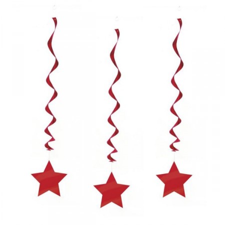 Lot de 3 virvatelles rouges étoile pvc - Long. 80cm