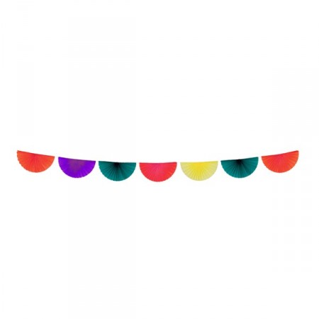 Guirlande de 7 éventails multicolore - papier - 3 m