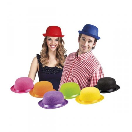 Lot de 8 chapeaux melon feutre (coloris assortis) - Haut. 12cm Diam. 28cm