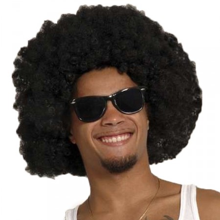 Perruque Afro noire polyester - Diam. 30cm