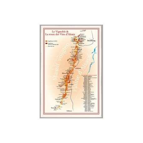 Tissu Imprimé "  Route des Vins d'Alsace " - Coton - 48 x 72 cm