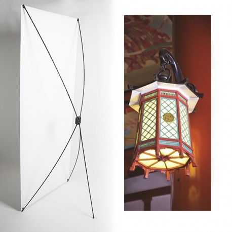 Kakemono lanterne japon - 180 x 80 cm - Toile M1 avec structure  X- Banner