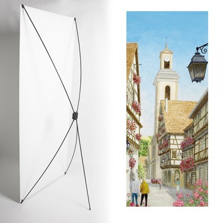 Kakemono alsace village  - 180 x 80 cm - Toile M1 avec structure  X- Banner