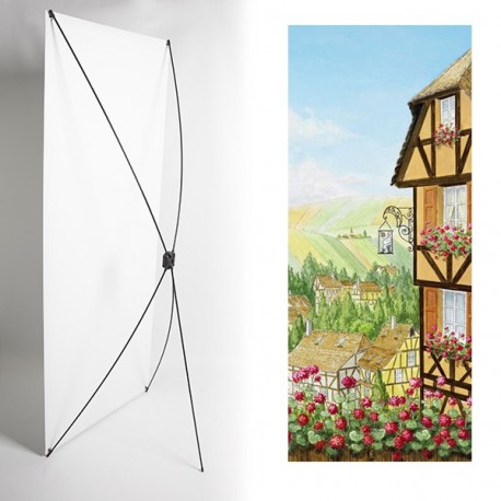 Kakemono alsace maisons  - 180 x 80 cm - Toile M1 avec structure  X- Banner