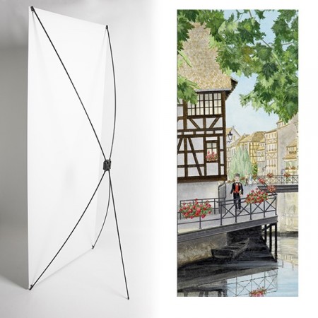 Kakemono Alsace village- 180 x 80 cm - Toile M1 avec structure  X- Banner