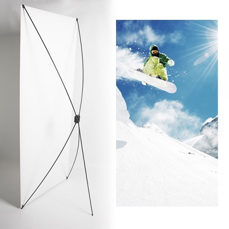 Kakemono Montagne ski - 180 x 80 cm - Toile M1 avec structure  X- Banner