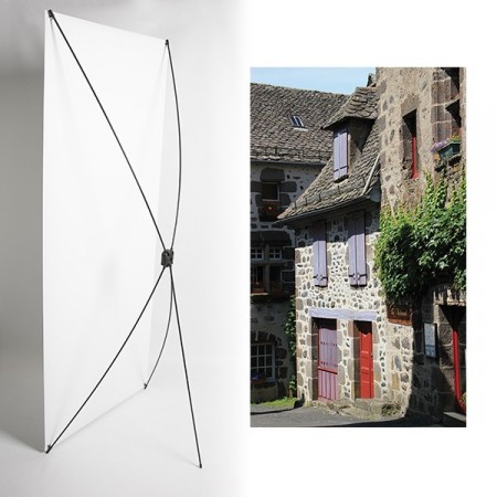 Kakemono maison auvergne - 180 x 80 cm - Toile M1 avec structure  X- Banner