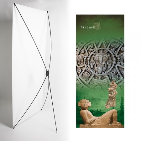 Kakemono statue mexique - 180 x 80 cm - Toile M1 avec structure  X- Banner