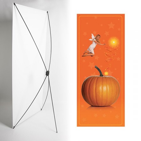 Kakemono Orange Fée - 180 x 80 cm - Toile M1 avec structure X- Banner