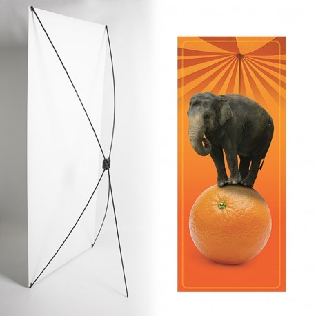 Kakemono Elephant orange - 180 x 80 cm - Toile M1 avec structure  X- Banner