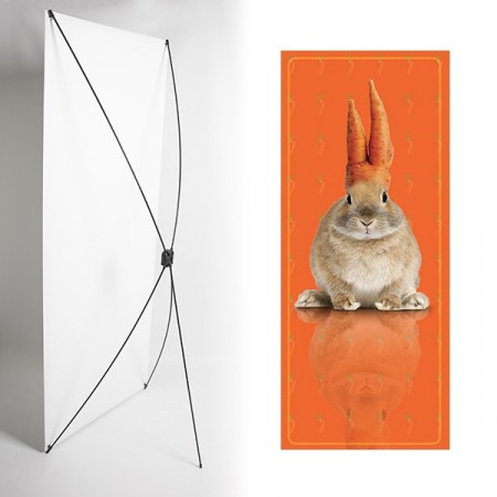 Kakemono Lapin orange - 180 x 80 cm - Toile M1 avec structure  X- Banner