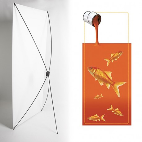 Kakemono poisson orange - 180 x 80 cm - Toile M1 avec structure  X- Banner