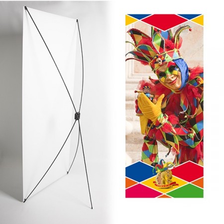 Kakemono Arlequin carnaval - 180 x 80 cm - Toile M1 avec structure X- Banner