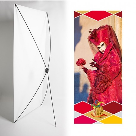 Kakemono Dame rouge - 180 x 80 cm - Toile M1 avec structure  X- Banner