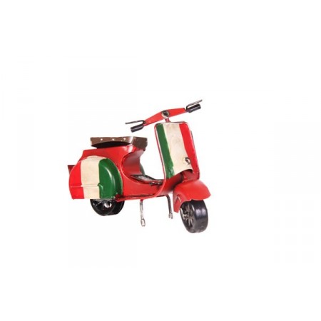 Scooter Vert / Blanc / Rouge en métal - 18 x 11 x 5 cm