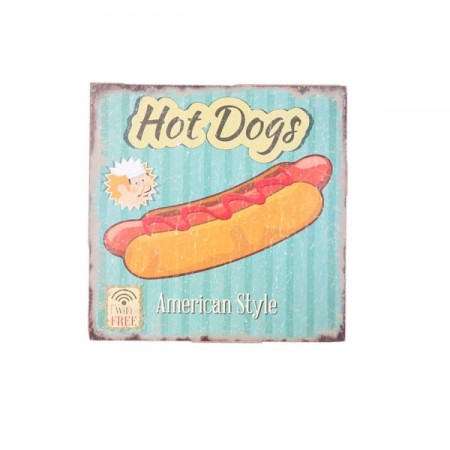 Plaque en bois HOT DOG - 40 x 30cm