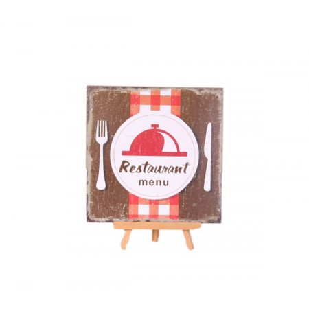 Plaque en bois RESTAURANT - 30 x 30cm