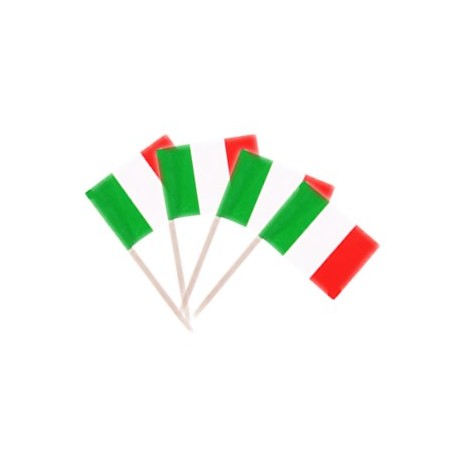 Drapeaux mini Italie x50 papier - 3.5 x 2.5cm (pic en bois de 6.5cm)