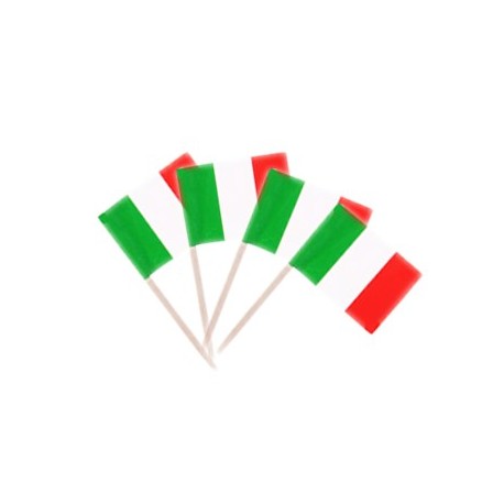 Drapeaux mini Italie x 50 - papier - 3.5 x 2.5 cm (pic en bois de 6.5 cm)