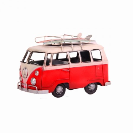 Combi Van WW avec surfs sur le toit - Métal - Long. 21cm