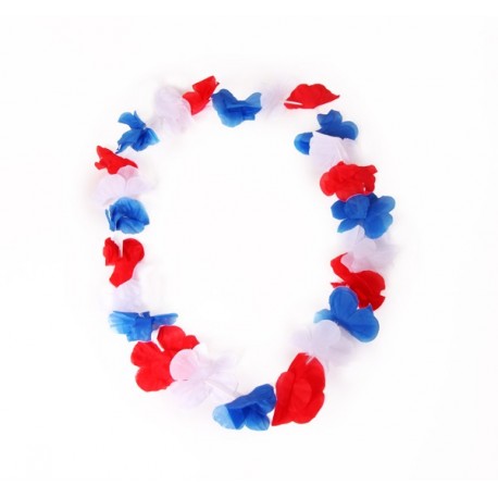 Colliers fleurs Bleu / Blanc / Rouge x 12