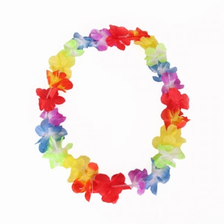 Lot de 12 colliers de fleurs multicolores - tergal - Diam. 47cm