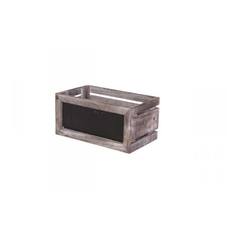 Caisse en bois vieilli avec tableau noir - 28 x 17 x 14cm