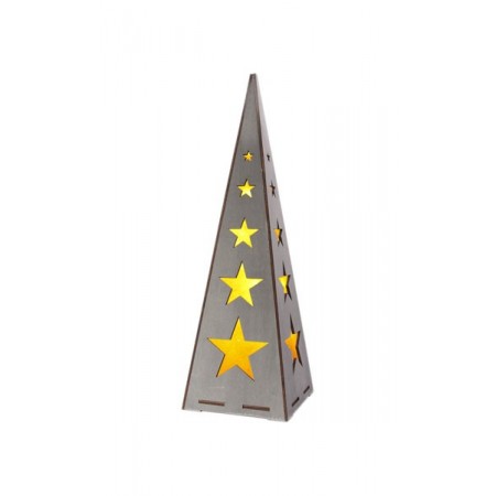Sapin de NOEL avec étoiles - éclairage LED - Bois et papier - Haut 57cm
