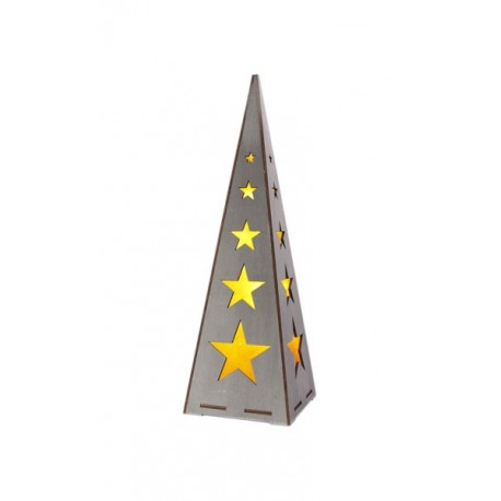 Sapin de NOEL avec étoiles - éclairage LED - Bois et papier - Haut 57cm