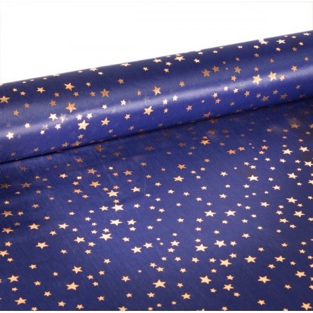 Tissu Jupiter bleu étoiles argent - Larg. 150cm (vendu au mètre)