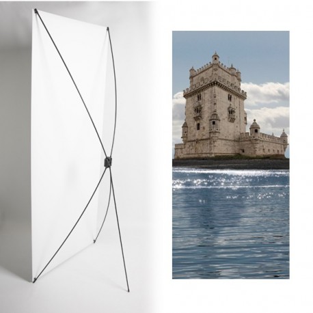 Kakemono Portugal Tour de Belem 180 x 80 cm - Toile M1 avec structure  X- Banner