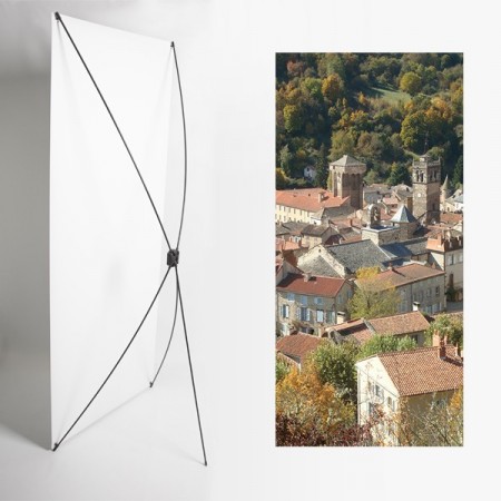 Kakemono Auvergne Village - 180 x 80 cm - Toile M1 avec structure  X- Banner