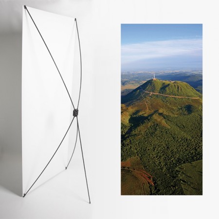 Kakemono Auvergne Volcan - 180 x 80 cm - Toile M1 avec structure  X- Banner