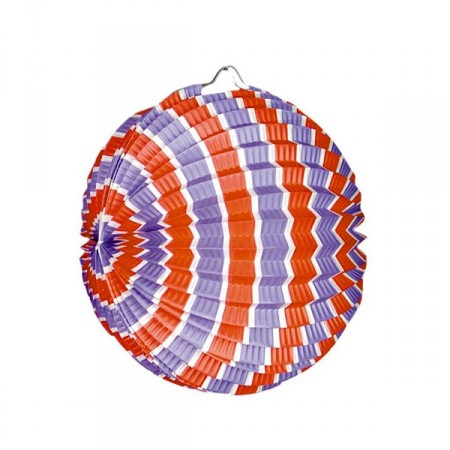 Lampion rond bleu/blanc/rouge x5 papier - Diam. 22cm