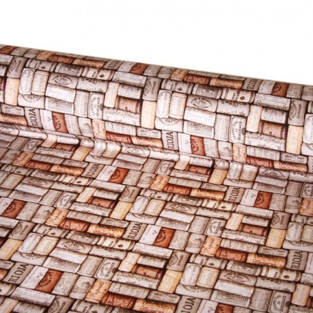 Tissu motifs bouchons   - coton  - Larg. 140 cm   (vendu au mètre)