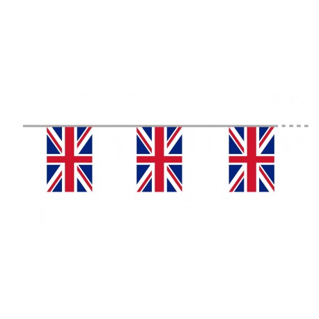Guirlande Royaume Uni - 12 fanions 15 x 21cm -  tissu - Long. 400cm