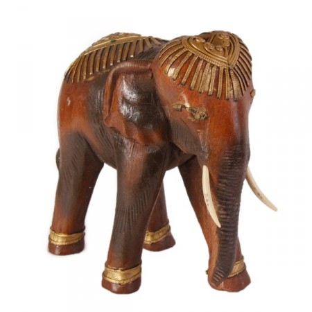 Eléphant en bois - Trompe en bas - 23 x 22 x 10 cm