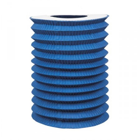 Lampion cylindrique bleu - papier - diam 16 cm