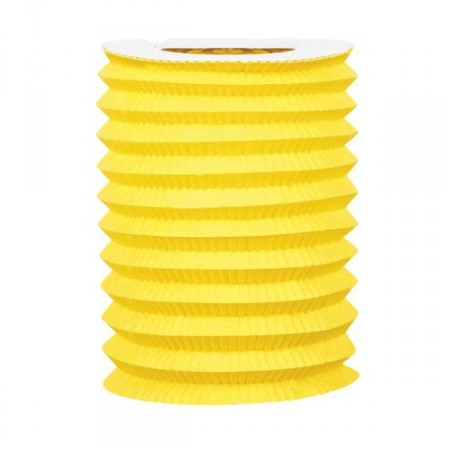 Lampion cylindrique jaune - papier - diam 16 cm