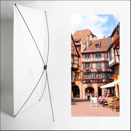 Kakemono Alsace - Terrasse - 180 x 80 cm - Toile M1 avec structure  X- Banner