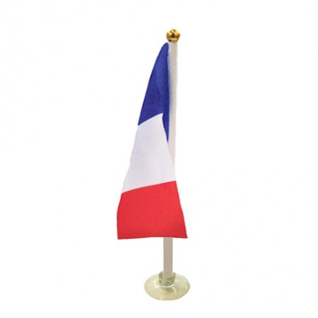 10 drapeaux France de 21 x 14cm sur hampe avec ventouse de 32cm - bois/tissu